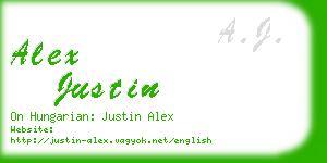 alex justin business card